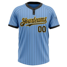 Загрузить изображение в средство просмотра галереи, Custom Light Blue Black Pinstripe Gold Two-Button Unisex Softball Jersey
