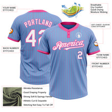 Charger l&#39;image dans la galerie, Custom Light Blue Pink Pinstripe White Two-Button Unisex Softball Jersey
