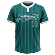 Charger l&#39;image dans la galerie, Custom Teal White Pinstripe White Two-Button Unisex Softball Jersey
