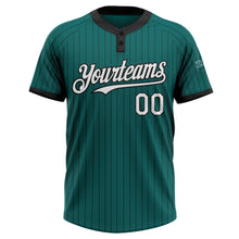 Charger l&#39;image dans la galerie, Custom Teal Black Pinstripe White Two-Button Unisex Softball Jersey
