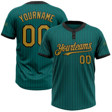 Charger l&#39;image dans la galerie, Custom Teal Black Pinstripe Old Gold Two-Button Unisex Softball Jersey
