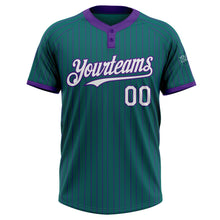 Charger l&#39;image dans la galerie, Custom Teal Purple Pinstripe White Two-Button Unisex Softball Jersey
