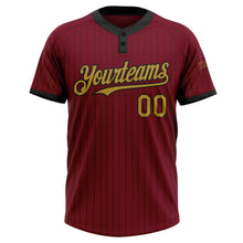 Charger l&#39;image dans la galerie, Custom Crimson Black Pinstripe Old Gold Two-Button Unisex Softball Jersey
