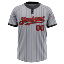 Charger l&#39;image dans la galerie, Custom Gray Black Pinstripe Red Two-Button Unisex Softball Jersey
