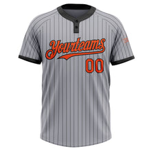 Charger l&#39;image dans la galerie, Custom Gray Black Pinstripe Orange Two-Button Unisex Softball Jersey
