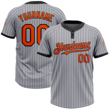 Charger l&#39;image dans la galerie, Custom Gray Black Pinstripe Orange Two-Button Unisex Softball Jersey
