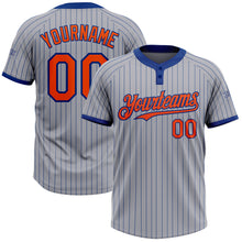 Загрузить изображение в средство просмотра галереи, Custom Gray Royal Pinstripe Orange Two-Button Unisex Softball Jersey
