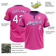 Charger l&#39;image dans la galerie, Custom Pink Purple Pinstripe White Two-Button Unisex Softball Jersey
