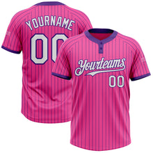 Charger l&#39;image dans la galerie, Custom Pink Purple Pinstripe White Two-Button Unisex Softball Jersey
