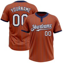 Charger l&#39;image dans la galerie, Custom Texas Orange Navy Pinstripe White Two-Button Unisex Softball Jersey
