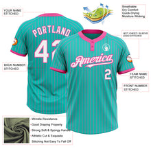 Charger l&#39;image dans la galerie, Custom Aqua Pink Pinstripe White Two-Button Unisex Softball Jersey
