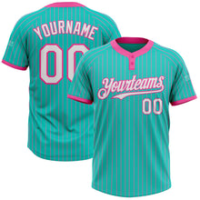 Charger l&#39;image dans la galerie, Custom Aqua Pink Pinstripe White Two-Button Unisex Softball Jersey
