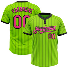 Charger l&#39;image dans la galerie, Custom Neon Green Black Pinstripe Pink Two-Button Unisex Softball Jersey
