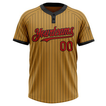 Charger l&#39;image dans la galerie, Custom Old Gold Black Pinstripe Red Two-Button Unisex Softball Jersey
