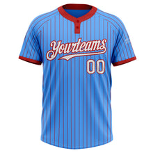 Charger l&#39;image dans la galerie, Custom Electric Blue Red Pinstripe White Two-Button Unisex Softball Jersey
