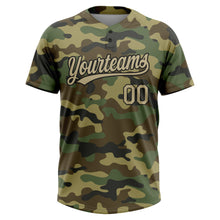 Load image into Gallery viewer, Custom Camo Vegas Gold-Black Salute To Service Two-Button Unisex Softball Jersey

