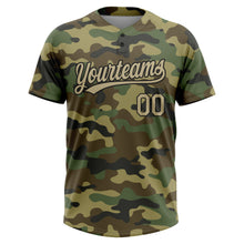 Загрузить изображение в средство просмотра галереи, Custom Camo Vegas Gold-Black Salute To Service Two-Button Unisex Softball Jersey
