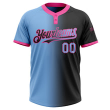 Загрузить изображение в средство просмотра галереи, Custom Black Light Blue-Pink Gradient Fashion Two-Button Unisex Softball Jersey
