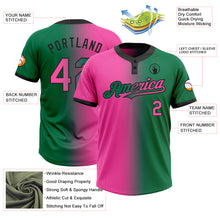 Charger l&#39;image dans la galerie, Custom Kelly Green Pink-Black Gradient Fashion Two-Button Unisex Softball Jersey
