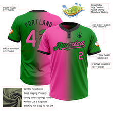 Charger l&#39;image dans la galerie, Custom Grass Green Pink-Black Gradient Fashion Two-Button Unisex Softball Jersey
