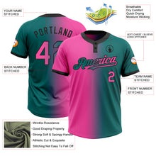 Charger l&#39;image dans la galerie, Custom Teal Pink-Black Gradient Fashion Two-Button Unisex Softball Jersey
