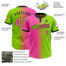 Charger l&#39;image dans la galerie, Custom Neon Green Pink-Black Gradient Fashion Two-Button Unisex Softball Jersey
