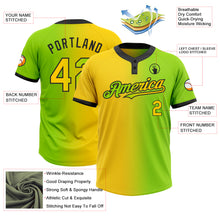 Charger l&#39;image dans la galerie, Custom Neon Green Yellow-Black Gradient Fashion Two-Button Unisex Softball Jersey
