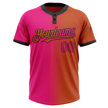 Charger l&#39;image dans la galerie, Custom Texas Orange Hot Pink-Black Gradient Fashion Two-Button Unisex Softball Jersey
