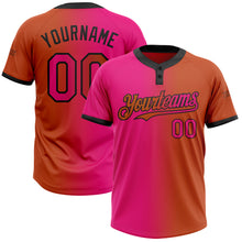 Load image into Gallery viewer, Custom Texas Orange Hot Pink-Black Gradient Fashion Two-Button Unisex Softball Jersey
