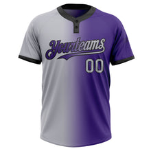 Charger l&#39;image dans la galerie, Custom Purple Gray-Black Gradient Fashion Two-Button Unisex Softball Jersey
