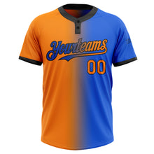 Charger l&#39;image dans la galerie, Custom Thunder Blue Bay Orange-Black Gradient Fashion Two-Button Unisex Softball Jersey
