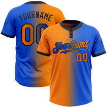 Charger l&#39;image dans la galerie, Custom Thunder Blue Bay Orange-Black Gradient Fashion Two-Button Unisex Softball Jersey
