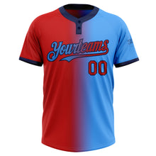 Charger l&#39;image dans la galerie, Custom Electric Blue Red-Navy Gradient Fashion Two-Button Unisex Softball Jersey
