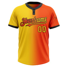 Charger l&#39;image dans la galerie, Custom Orange Yellow-Black Gradient Fashion Two-Button Unisex Softball Jersey
