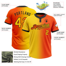 Charger l&#39;image dans la galerie, Custom Orange Yellow-Black Gradient Fashion Two-Button Unisex Softball Jersey
