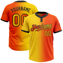 Charger l&#39;image dans la galerie, Custom Orange Yellow-Black Gradient Fashion Two-Button Unisex Softball Jersey
