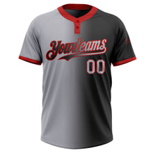 Загрузить изображение в средство просмотра галереи, Custom Black Gray-Red Gradient Fashion Two-Button Unisex Softball Jersey
