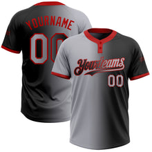 Загрузить изображение в средство просмотра галереи, Custom Black Gray-Red Gradient Fashion Two-Button Unisex Softball Jersey
