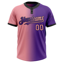 Charger l&#39;image dans la galerie, Custom Purple Medium Pink-Black Gradient Fashion Two-Button Unisex Softball Jersey
