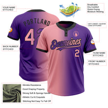 Charger l&#39;image dans la galerie, Custom Purple Medium Pink-Black Gradient Fashion Two-Button Unisex Softball Jersey
