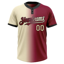 Charger l&#39;image dans la galerie, Custom Maroon Cream-Black Gradient Fashion Two-Button Unisex Softball Jersey
