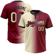 Charger l&#39;image dans la galerie, Custom Maroon Cream-Black Gradient Fashion Two-Button Unisex Softball Jersey
