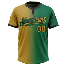 Charger l&#39;image dans la galerie, Custom Kelly Green Old Gold-Black Gradient Fashion Two-Button Unisex Softball Jersey
