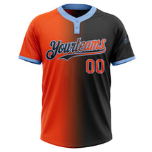 Загрузить изображение в средство просмотра галереи, Custom Black Orange-Light Blue Gradient Fashion Two-Button Unisex Softball Jersey
