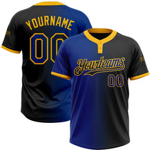 Load image into Gallery viewer, Custom Black Royal-Gold Gradient Fashion Two-Button Unisex Softball Jersey
