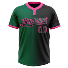 Load image into Gallery viewer, Custom Black Kelly Green-Pink Gradient Fashion Two-Button Unisex Softball Jersey
