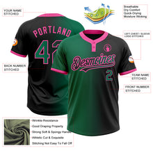 Charger l&#39;image dans la galerie, Custom Black Kelly Green-Pink Gradient Fashion Two-Button Unisex Softball Jersey
