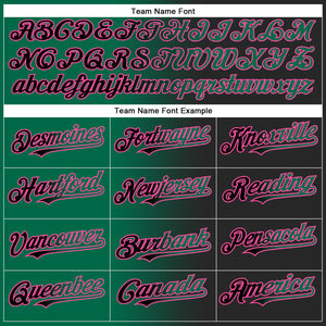 Custom Black Kelly Green-Pink Gradient Fashion Two-Button Unisex Softball Jersey