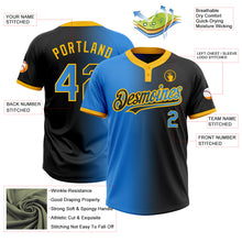 Charger l&#39;image dans la galerie, Custom Black Electric Blue-Gold Gradient Fashion Two-Button Unisex Softball Jersey
