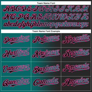 Custom Black Teal-Pink Gradient Fashion Two-Button Unisex Softball Jersey